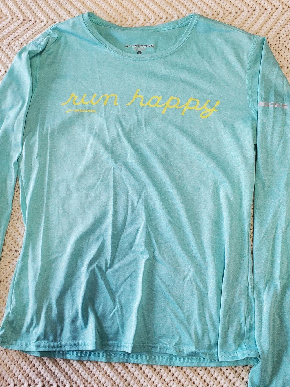 Brooks Long Sleeve 'run happy' Performance Top -Blue - Picture 1 of 1